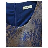 LL - NAZAN Blue Lace Overlay Dress - Evening/Cocktail, Size 48