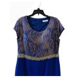 LL - NAZAN Blue Lace Overlay Dress - Evening/Cocktail, Size 48