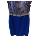 LL - NAZAN Blue Lace Overlay Dress - Evening/Cocktail, Size 48