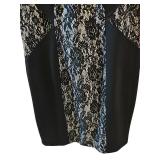 LL - Black Lace-Panel Sleeveless Sheath Dress - Sheer Mesh Yoke