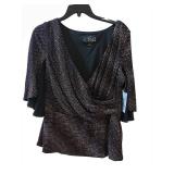 LL - Alex Evenings Sequined Wrap Top - Size L