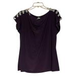 LL - Purple Draped Top with Crystal Shoulder Embellishments