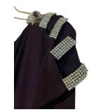 LL - Purple Draped Top with Crystal Shoulder Embellishments