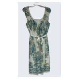 LL - Dressbarn Floral Print Belted Midi Dress - Size 16 - Sleeveless