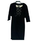 LL - Connected Apparel Black Lace Overlay Cocktail Dress - Size 14