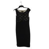 LL - Connected Apparel Black Lace Overlay Cocktail Dress - Size 14