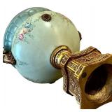 Vintage French Style Celadon Vase with Ornate Gilt-Bronze Stand