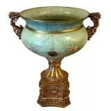 Vintage French Style Celadon Vase with Ornate Gilt-Bronze Stand