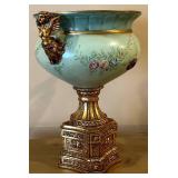 Vintage French Style Celadon Vase with Ornate Gilt-Bronze Stand