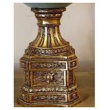Vintage French Style Celadon Vase with Ornate Gilt-Bronze Stand