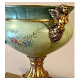 Vintage French Style Celadon Vase with Ornate Gilt-Bronze Stand