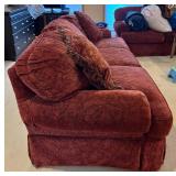 Maroon Embossed Upholstered Sofa