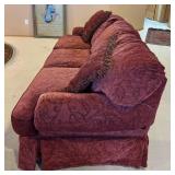 Maroon Embossed Upholstered Sofa