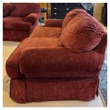 Maroon Embossed Upholstered Sofa