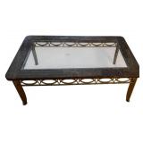 Coffee Table with Glass Top - Dark Marble Look