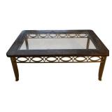Coffee Table with Glass Top - Dark Marble Look