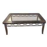 Coffee Table with Glass Top - Dark Marble Look