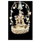 61-Inch Ornate Garden Lamp with Bell Arch and Mother-Child Figurine