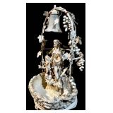 61-Inch Ornate Garden Lamp with Bell Arch and Mother-Child Figurine