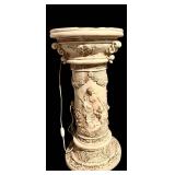 61-Inch Ornate Garden Lamp with Bell Arch and Mother-Child Figurine