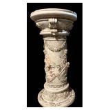61-Inch Ornate Garden Lamp with Bell Arch and Mother-Child Figurine