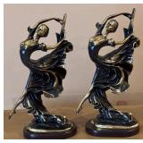 Pair of Antique Style Brass Ballet Dancer Figurines