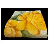 Sun Lion Blanket Floral Green Velvet Trim