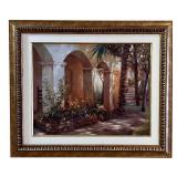 Framed Wall Art - Mediterranean Courtyard Scene