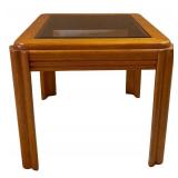 End Table with Glass Top - Wood Frame