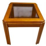 End Table with Glass Top - Wood Frame