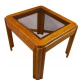 End Table with Glass Top - Wood Frame