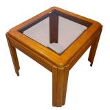 End Table with Glass Top - Wood Frame