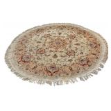 Round Persian-Style Area Rug 65 Inch Diameter Fringed Edge