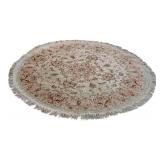 Round Persian-Style Area Rug 65 Inch Diameter Fringed Edge