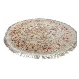 Round Persian-Style Area Rug 65 Inch Diameter Fringed Edge