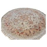 Round Persian-Style Area Rug 65 Inch Diameter Fringed Edge