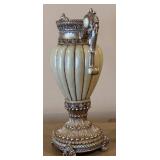 OK Lighting Ivory Ribbed Urn & Compote Set - Silver Tone with Gold Interior