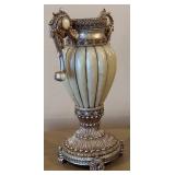 OK Lighting Ivory Ribbed Urn & Compote Set - Silver Tone with Gold Interior