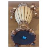 OK Lighting Ivory Ribbed Urn & Compote Set - Silver Tone with Gold Interior