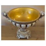 OK Lighting Ivory Ribbed Urn & Compote Set - Silver Tone with Gold Interior