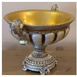 OK Lighting Ivory Ribbed Urn & Compote Set - Silver Tone with Gold Interior