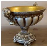 OK Lighting Ivory Ribbed Urn & Compote Set - Silver Tone with Gold Interior