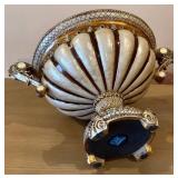 OK Lighting Ivory Ribbed Urn & Compote Set - Silver Tone with Gold Interior