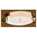 Two Fish-Shaped Serving Platters, 20.75 in Long, White with Silver-Tone Ends