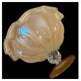 Murano Glass Bowl - Hand Made in Italy White Crystal Peach-Tinted