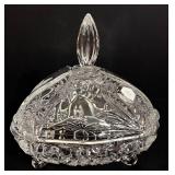 Vintage Crystal Footed Candy Dish with Lid