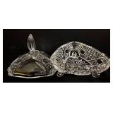 Vintage Crystal Footed Candy Dish with Lid