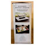 Gourmet Buffet Server Multi-Level with White Stoneware Trays - New in Original Packing