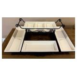 Gourmet Buffet Server Multi-Level with White Stoneware Trays - New in Original Packing
