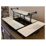 Gourmet Buffet Server Multi-Level with White Stoneware Trays - New in Original Packing